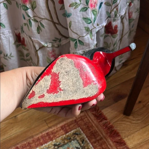 Christian Louboutin Black and Red Stiletto Heels - Picture 4 of 6